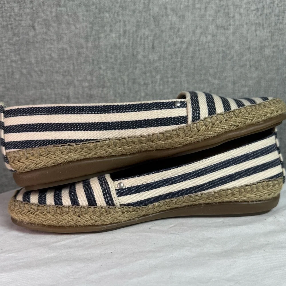 Aerosoles Solitaire Navy Striped‎ Nautical Flats 6.5 Shoes Slip On Espadrille